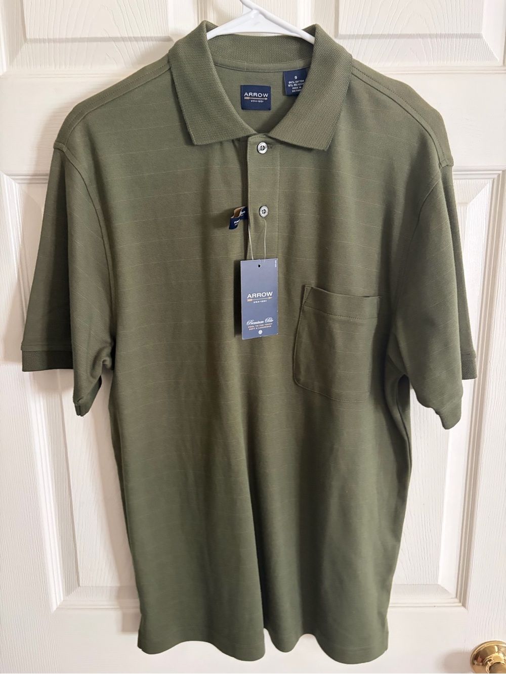 NWT Arrow Men's Olive Green Polo Shirt with Pocket